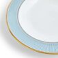 Close-up shot of Wedgwood Helia Rim Soup Bowl featuring neoclassical design finished with 22-carat gold detailing | Kneen & Co