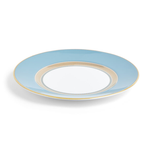 701587471633-Wedgwood-Helia-Plate-20pt6cm-8pt1in-angle-1200x1200-100KB Close-up shot of Wedgwood Wedgwood Helia Side Plate featuring neoclassical design finished with 22-carat gold detailing | Kneen & Co