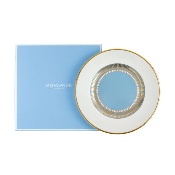 Wedgwood Helia Bread Plate with Wedgwood’s signature blue gift box featuring neoclassical design finished with 22-carat gold detailing | Kneen & Co