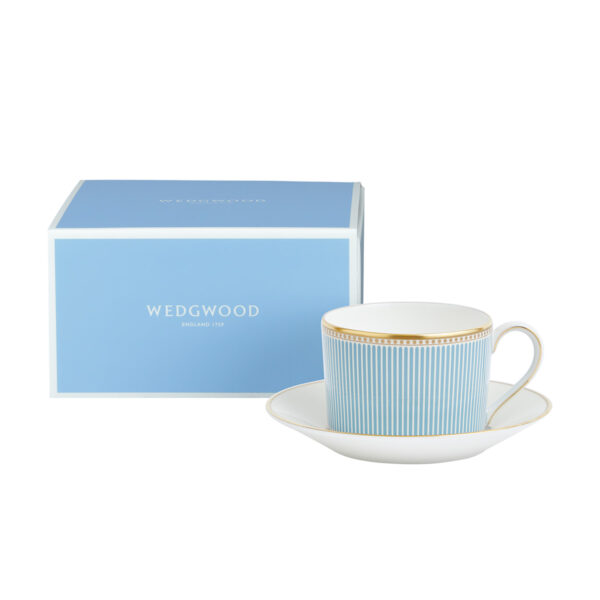 701587471664-Wedgwood-Helia-Teacup+Saucer-I-175ml-5pt9floz-Giftbox-1200x1200-100KB Wedgwood Helia Tea Cup and Saucer with Wedgwood’s signature blue gift box featuring neoclassical design finished with 22-carat gold detailing | Kneen & Co