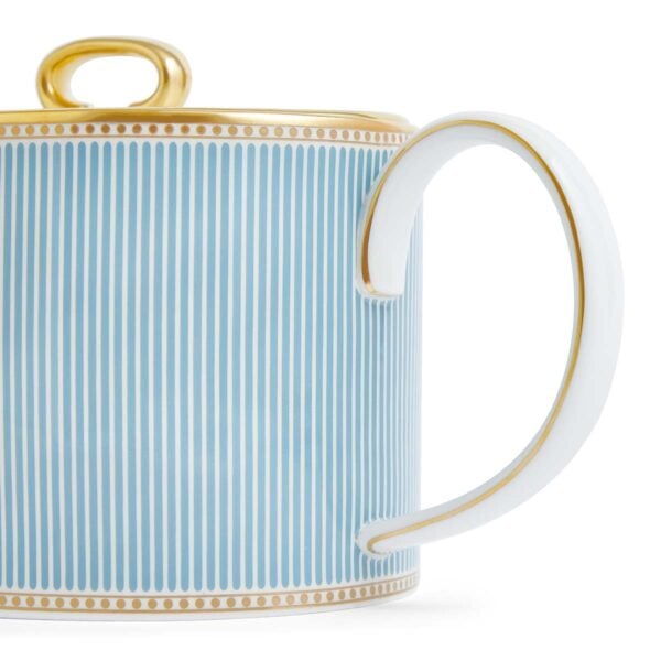 701587471688-Wedgwood-Helia-Teapot-940ml-31pt7floz-deatil2-1200x1200-100KB Close-up shot of Wedgwood Helia Teapot featuring neoclassical design finished with 22-carat gold detailing | Kneen & Co