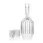 Minimalist studio setting with a Fferrone Margot Decanter and Glasses in borosilicate glass showcasing the collection's intricate fluted texture and architectural silhouette | Kneen & Co
