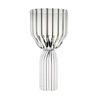 FERRONE-Margot-DessertGoblet-MCDES-HR-0-1200×1200-100KB Minimalist studio display of a Fferrone Margot Dessert Goblet in fluted borosilicate glass with a short, wide bowl and ribbed base | Kneen & Co