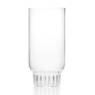 Minimalist studio display of a Fferrone Rasori Large Glass in fluted borosilicate glass | Kneen & Co