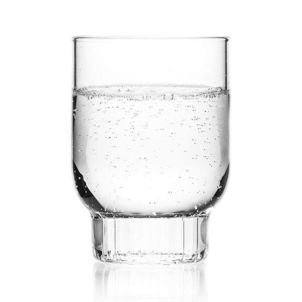 FERRONE-Rasori-Medium-STYLED-1200x1200-100KB Minimalist studio display of a Fferrone Rasori Medium Glass in fluted borosilicate glass | Kneen & Co
