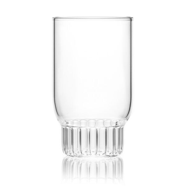 FERRONE-Rasori-Small-1200x1200-100KB Minimalist studio display of a Fferrone Rasori Small Glass in fluted borosilicate glass | Kneen & Co
