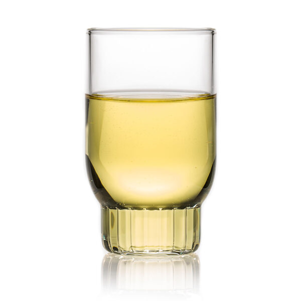 FERRONE-Rasori-Small-STYLED-1200x1200-100KB Minimalist studio display of a Fferrone Rasori Small Glass in fluted borosilicate glass | Kneen & Co