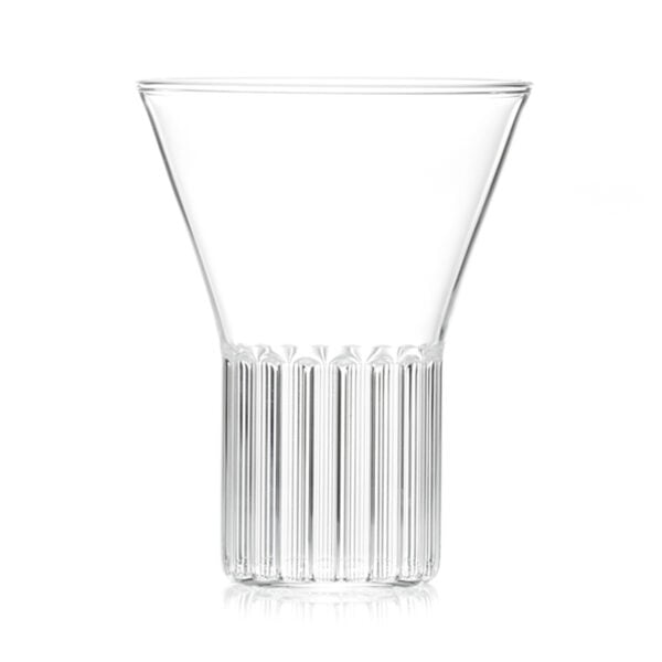 FERRONE-Rila-Medium-1200x1200-100KB Minimalist studio display of a Fferrone Rila Medium Glass in fluted borosilicate glass | Kneen & Co