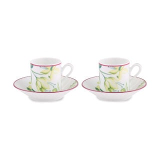 Ginori 1735 Florenza Impero Coffee Cup and Saucer in Acanto Fondo Bianco – Set of 2 | Kneen & Co