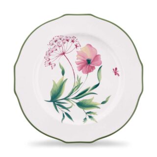 Ginori 1735 Florenza Duchessa Flat Dessert Plate in Malva Fondo Bianco | Kneen & Co
