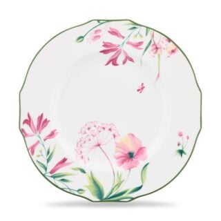 Ginori 1735 Florenza Duchessa Flat Dinner Plate in Malva Fondo Bianco | Kneen & Co