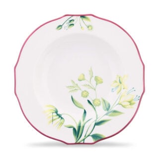 Ginori 1735 Florenza Duchessa Soup Plate in Acanto Fondo Bianco | Kneen & Co