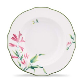 Ginori 1735 Florenza Duchessa Soup Plate in Malva Fondo Bianco | Kneen & Co
