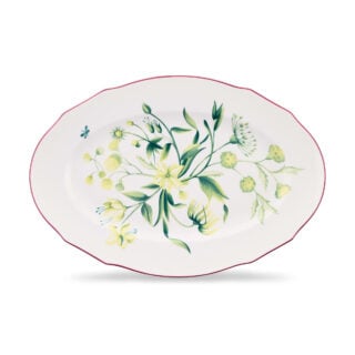 Ginori 1735 Florenza Duchessa Oval Platter in Acanto Fondo Bianco | Kneen & Co