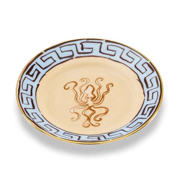 Ginori 1735 Il Viaggio di Nettuno Flat Bread Plate in Brown + Light Blue | Kneen & Co