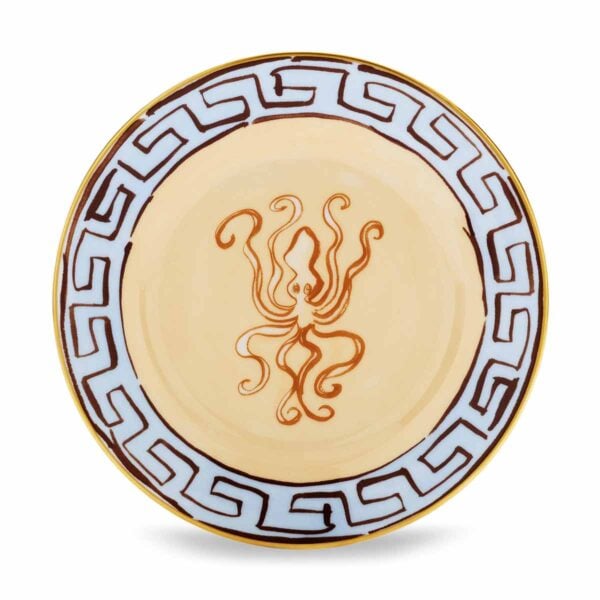 Ginori 1735 Il Viaggio di Nettuno Flat Bread Plate in Brown + Light Blue | Kneen & Co