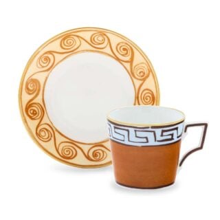 Ginori 1735 Il Viaggio Di Nettuno Set of 2 Coffee Cup and Saucer in Brown + Light Blue | Kneen & Co