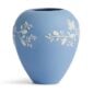 Close-up shot of a Wedgwood Magnolia Blossom Vase in Jasperware matte stoneware with intricate white magnolia relief petals | Kneen & Co