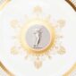 Close-up shot of Wedgwood Anthemion Grey Salad Plate defined by a sophisticated grey rim and an intricate neoclassical palmette border finished with 22-carat gold detailing | Kneen & Co