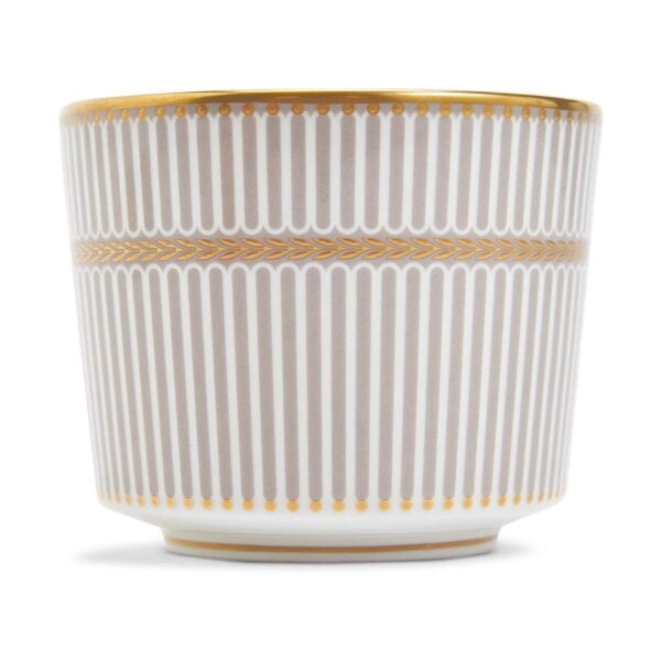 701587433006-Wedgwood-Anthemion-Grey-Teacup+Saucer-detail3-1200x1200-100KB Close-up shot of Wedgwood Anthemion Grey Tea Cup and Saucer defined by a sophisticated grey rim and an intricate neoclassical palmette border finished with 22-carat gold detailing | Kneen & Co