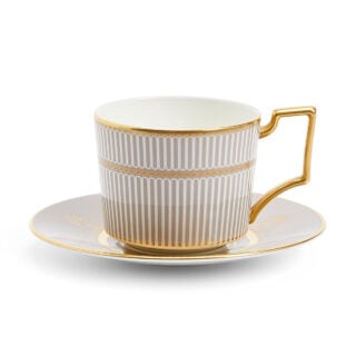 Wedgwood Anthemion Grey Tea Cup and Saucer | Kneen & Co