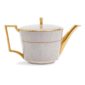 Close-up shot of Wedgwood Anthemion Grey Teapot defined by a sophisticated grey rim and an intricate neoclassical palmette border finished with 22-carat gold detailing | Kneen & Co