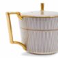 Close-up shot of Wedgwood Anthemion Grey Teapot defined by a sophisticated grey rim and an intricate neoclassical palmette border finished with 22-carat gold detailing | Kneen & Co