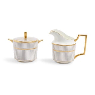 Wedgwood Anthemion Grey Sugar and Creamer Set | Kneen & Co