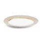 Close-up shot of Wedgwood Anthemion Grey Oval Platter defined by a sophisticated grey rim and an intricate neoclassical palmette border finished with 22-carat gold detailing | Kneen & Co