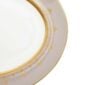 Close-up shot of Wedgwood Anthemion Grey Oval Platter defined by a sophisticated grey rim and an intricate neoclassical palmette border finished with 22-carat gold detailing | Kneen & Co