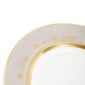 Close-up shot of Wedgwood Anthemion Grey Oval Platter defined by a sophisticated grey rim and an intricate neoclassical palmette border finished with 22-carat gold detailing | Kneen & Co