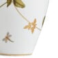 Close-up shot of Wedgwood Hummingbird Medium Vase defined by expressive floral motifs and an artfully sculpted bird finial finished with 22-carat gold detailing | Kneen & Co