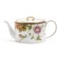 Close-up shot of Wedgwood Hummingbird 3-piece Teaware Set defined by expressive floral motifs and an artfully sculpted bird finial finished with 22-carat gold detailing | Kneen & Co