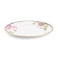 Close-up shot of Wedgwood Hummingbird Oval Platter defined by expressive floral motifs and an artfully sculpted bird finial finished with 22-carat gold detailing | Kneen & Co