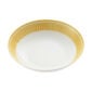 Close-up shot of Christofle Malmaison Riviera Serving Bowl in yellow Limoges porcelain with hand-drawn palmette detailing | Kneen & Co