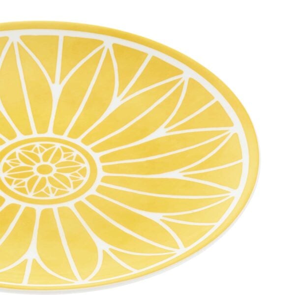 CHRISTOFLE-MalmaisonRiviera-B07693140_FZ-1200x1200-100KB Close-up shot of Christofle Malmaison Riviera Bread Plate in yellow Limoges porcelain with hand-drawn palmette detailing | Kneen & Co