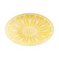 Close-up shot of Christofle Malmaison Riviera Bread Plate in yellow Limoges porcelain with hand-drawn palmette detailing | Kneen & Co