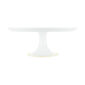 Close-up shot of Christofle Malmaison Riviera Cake Stand in yellow Limoges porcelain with hand-drawn palmette detailing | Kneen & Co