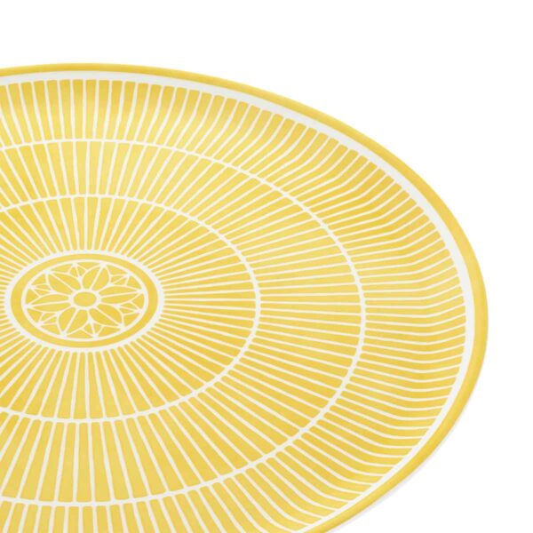 CHRISTOFLE-MalmaisonRiviera-B07693260_FZ1-1200x1200-100KB Close-up shot of Christofle Malmaison Riviera Pie Dish in yellow Limoges porcelain with hand-drawn palmette detailing | Kneen & Co