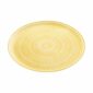Close-up shot of Christofle Malmaison Riviera Pie Dish in yellow Limoges porcelain with hand-drawn palmette detailing | Kneen & Co