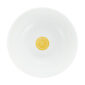 Close-up shot of Christofle Malmaison Riviera Salad Serving Bowl in yellow Limoges porcelain with hand-drawn palmette detailing | Kneen & Co