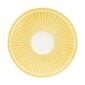 Close-up shot of Christofle Malmaison Riviera Tea Cup and Saucer in yellow Limoges porcelain with hand-drawn palmette detailing | Kneen & Co