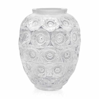 Lalique Anemones Grand Vase Black Enameled | Kneen & Co
