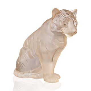 Lalique Sitting Tiger Large Sculpture Gold Luster | Kneen & Co