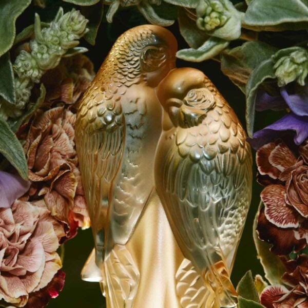 LALIQUE-10571700-2-Parakeets-Gold-luster-Lifestyle-image-1200w-100KB Lalique 2 Parakeets Sculpture Gold Luster | Kneen & Co