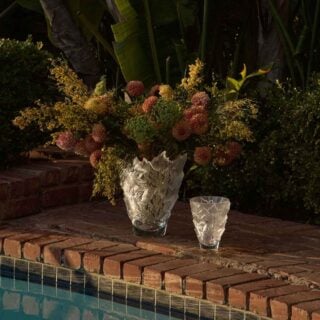 Lalique Champs-Élysées Small Vase Clear set on table | Kneen & Co