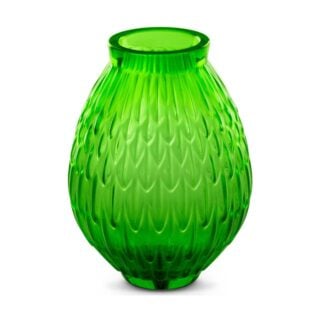 Lalique Plumes Small Vase Green Meadow | Kneen & Co