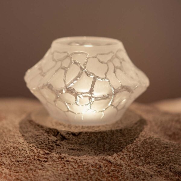 Lalique Caldera Small Vase-Votive set on table | Kneen & Co