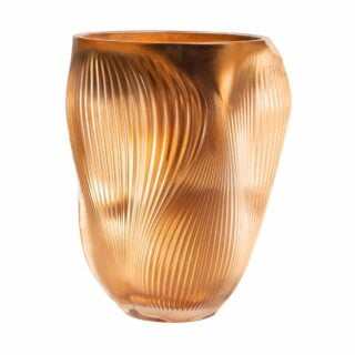 Lalique Alizé Large Vase with Pink Gold Leaves | Kneen & Co