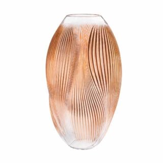 Lalique Alizé XXL Vase with Pink Gold Leaves | Kneen & Co